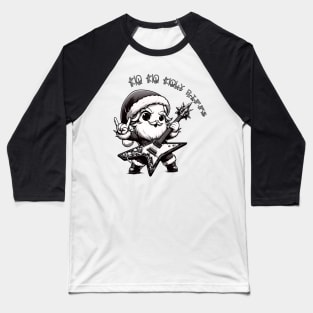 Chibi Cute Metalhead Santa Claus Baseball T-Shirt